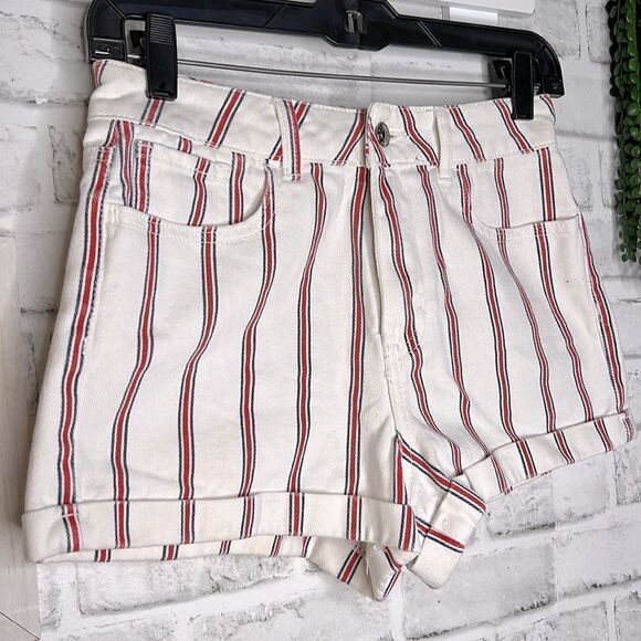 PACSUN Striped Mom Short High Waist Jean Shorts Beach Surf Size 25 - Picture 3 of 8